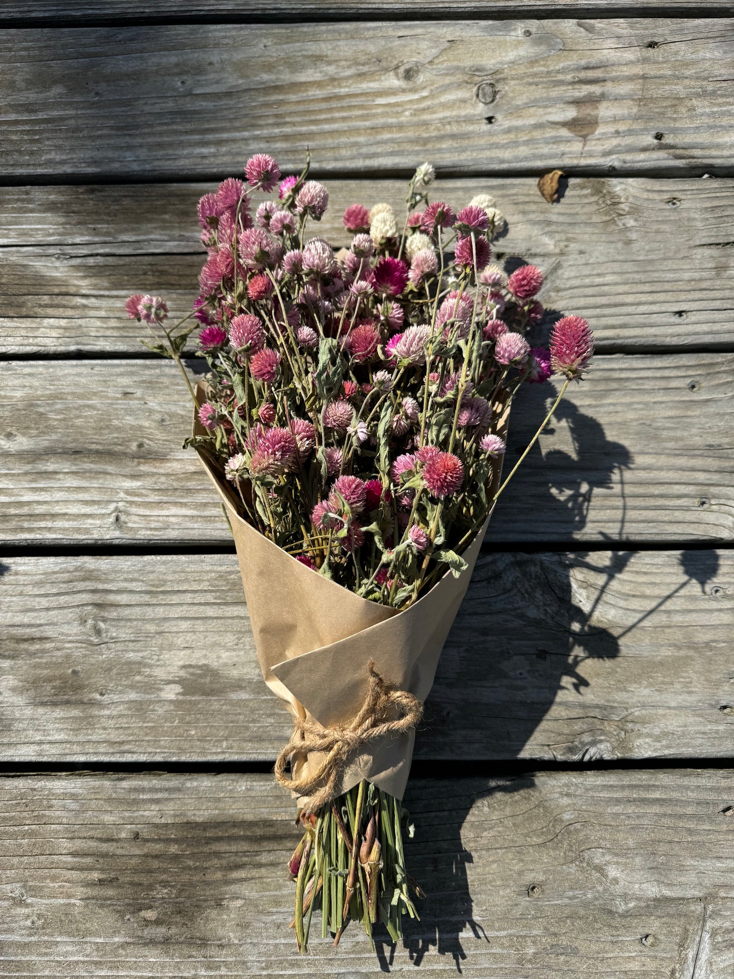 Amber Waves Dried Gomphrena Bouquet