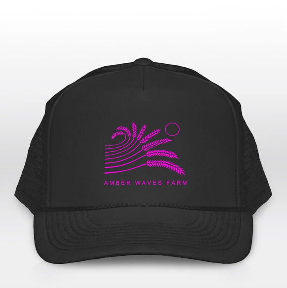Trucker Hat, Black, Wheat Logo