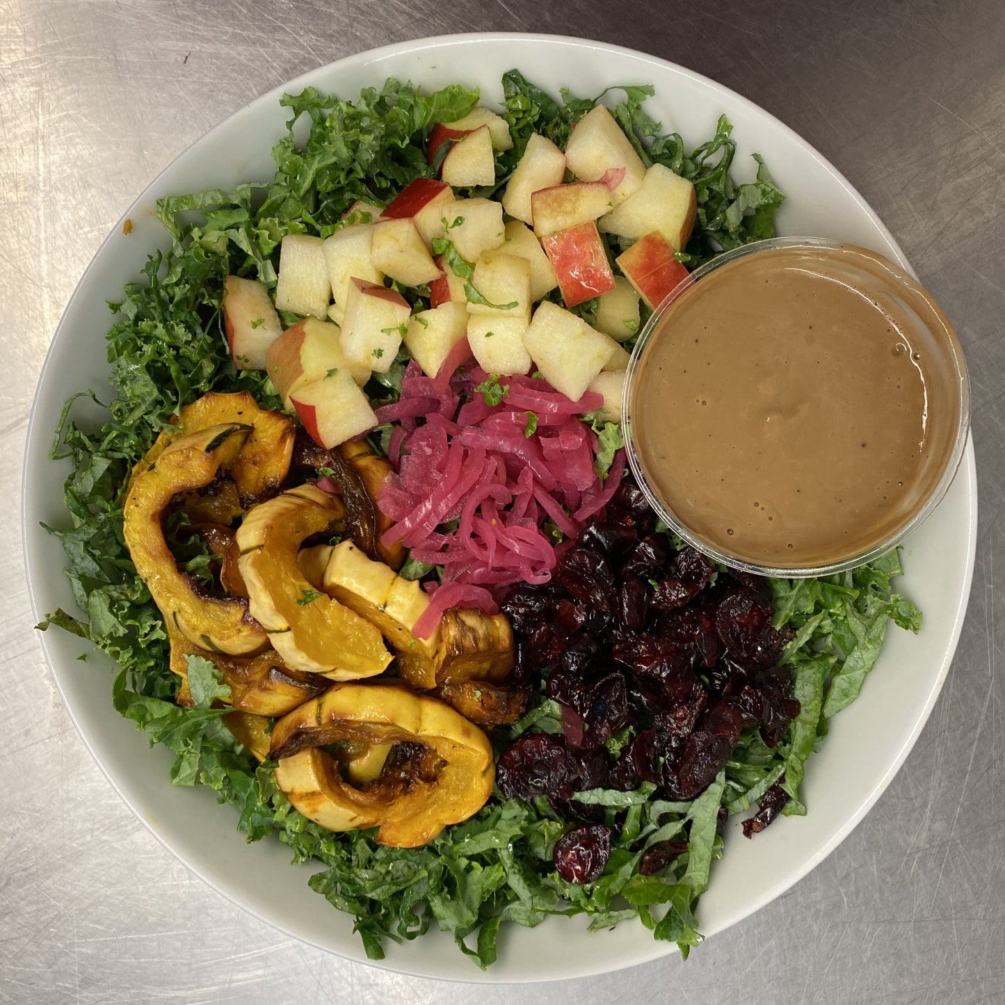 Amber Waves Kale Salad, serves 6-8 ppl (GF, VE)